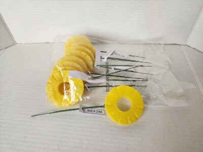 10 Yellow Pineapple Slice Arrangement Flower Floral Picks Party Supplies Fruit