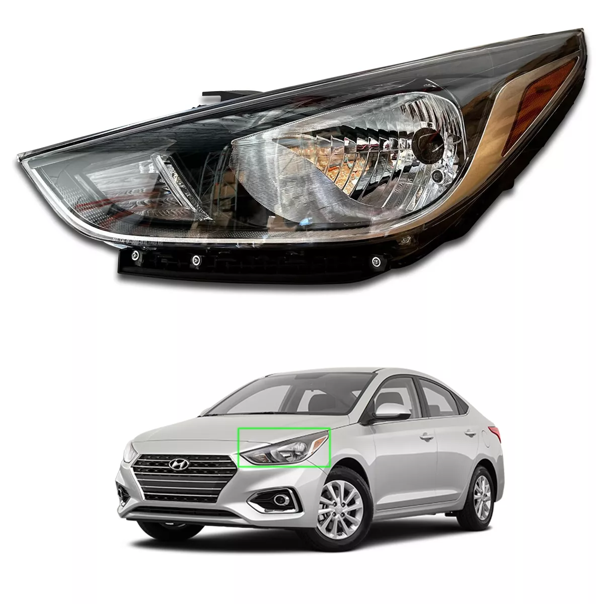 For 2018 2022 Hyundai Accent SE SEL Halogen Headlight Headlamp