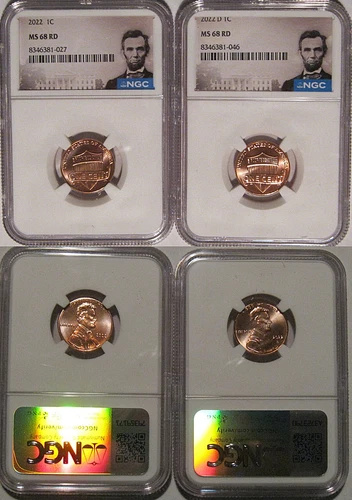 2022 P & D Lincoln SHIELD Cent 2 Coin Set  1c NGC MS 68 RD