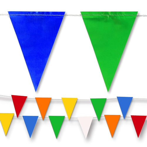 Multicolor Pennant Banner Flags | OSHA 500Lb Rated | Strand Fade Resistant 【102F - Picture 10 of 12