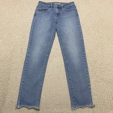 Levi's 721 Jeans Womens Sz 27 Blue Denim Medium Wash High Rise Skinny Raw Hem