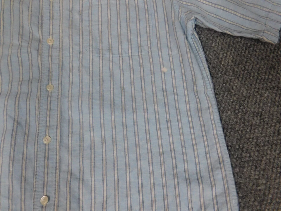 Izod Mens Shirt Medium Blue striped button down linen - Image 4 of 4