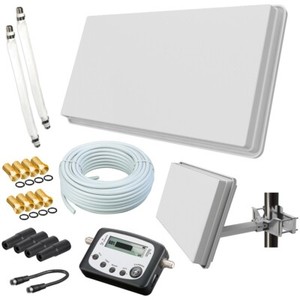 Selfsat-Flachantenne-H30D2-HD-Sat-Anlage-20m-Kabel-Fensterhalterung-Sat-Finder