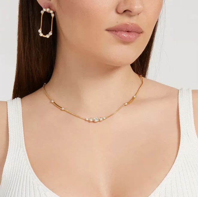 Collana Guess Donna Acciaio Dorata Centrali Zirconi Bianchi _JUBN01 - Immagine 2 di 3