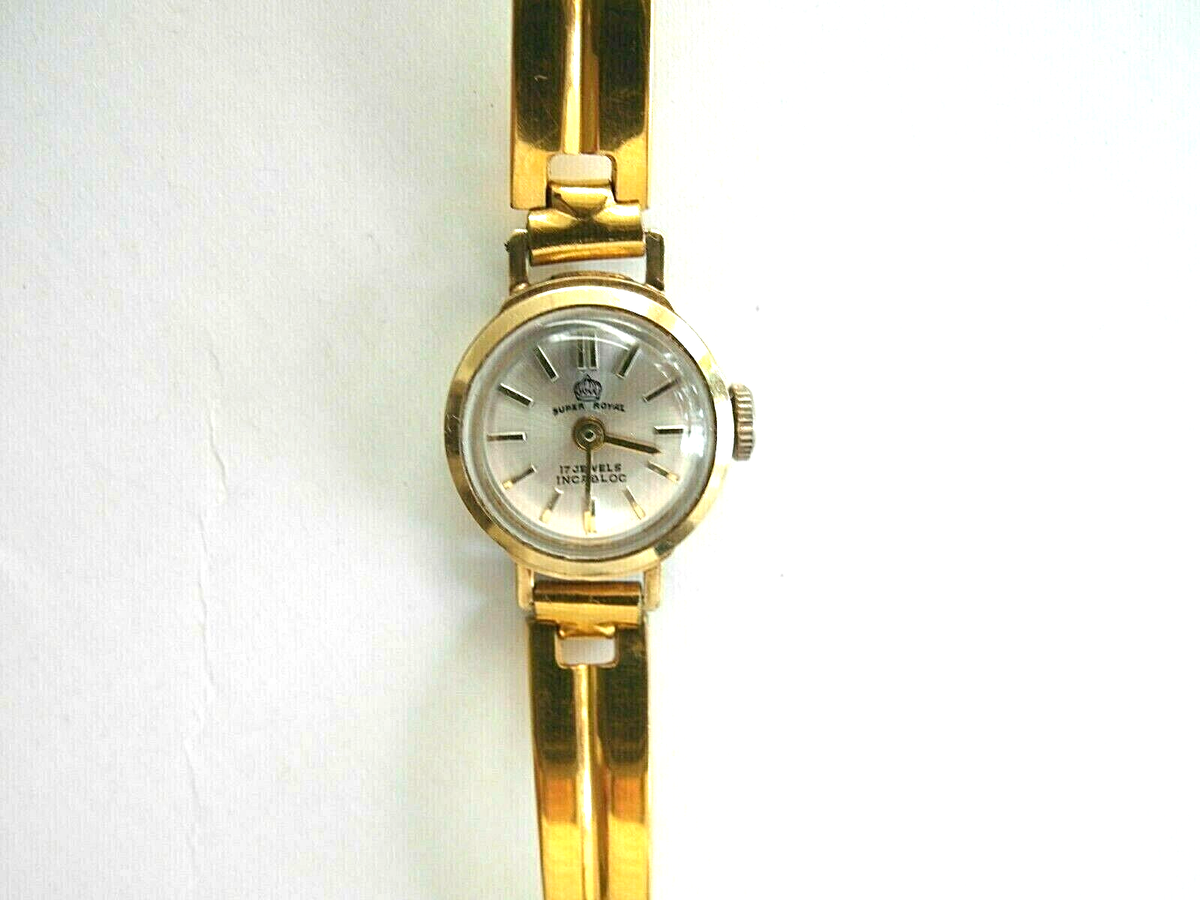 585 Gold Super Royal Damen Goldarmbanduhr Armbanduhr mit Metallband Top