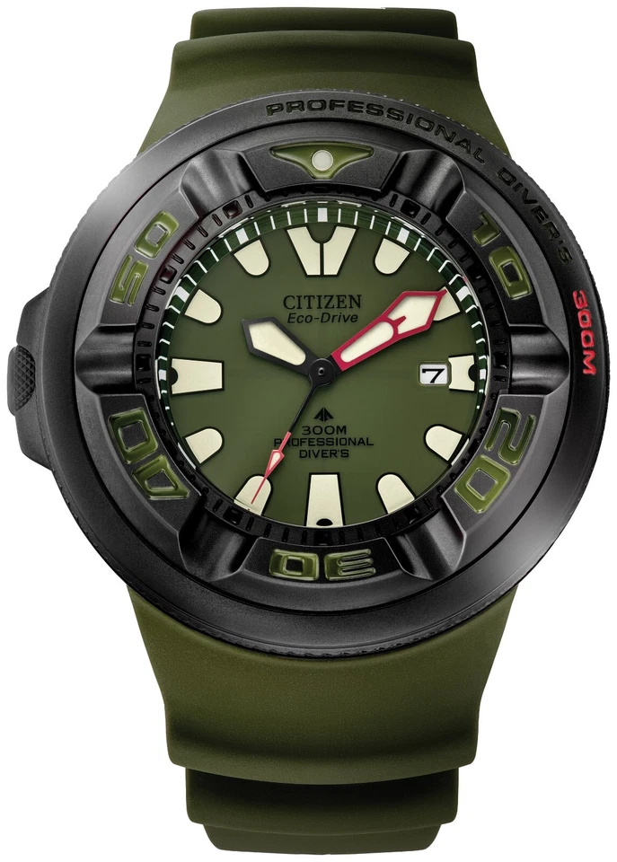 Citizen Men's Sea Calendar Eco-Drive Green Polyurethane Watch 48 MM BJ8057-09X