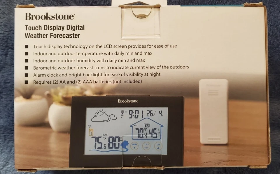 Brookstone Pantalla Táctil Predictor Meteorológico Interior y Exterior TEMP Probado Trabajo. Foto 3 de 4