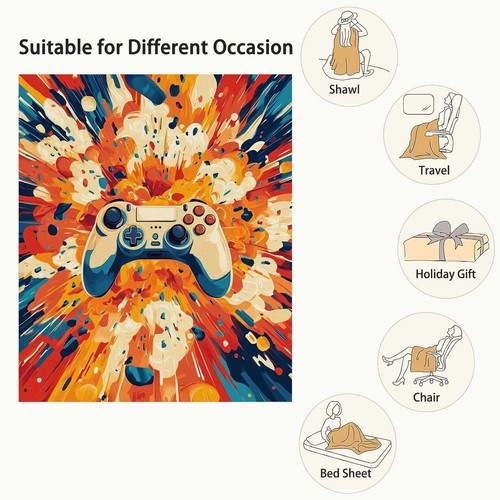 Gaming Throw Blanket Colorful Fun Video Game Controller Blanket Gift for Game... - Picture 5 of 7