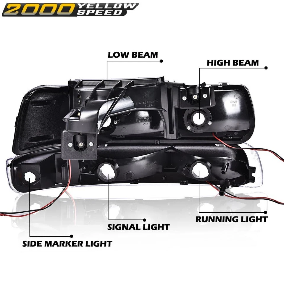 For 99-02 Chevy Silverado 1500 2500 HD 3500 LED DRL Headlight+Bumper Signal Lamp Foto 3 de 4