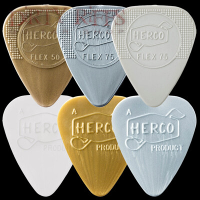 6 x Dunlop Herco Nylon Gitarren-Plektren Gitarrenplektren - Ihre Wahl der Größe/Typ