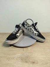 VANS Old Skool Black Checkered Mens 7.5 Women 9 Canvas Suede Lace Up Skate Shoes