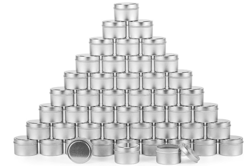 24 Pack 4Oz Empty Silver Candle Tins with Lids for Candle Making
