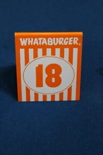 WHATABURGER TABLE TENT CARD ORDER NUMBER # 18 * NFL NASCAR MLB NBA NFL Legal Age