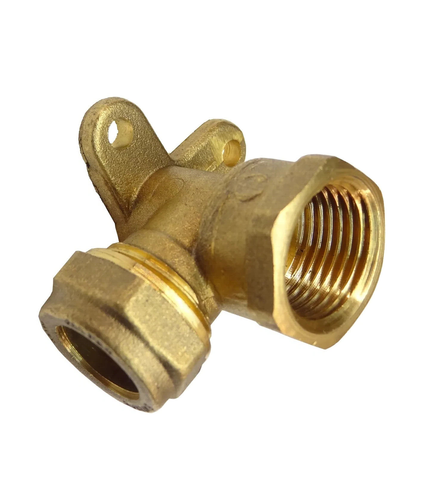 15mm x 1/2"" BSP Brass Wall Plate Elbow Backplate for Outside Tap compression fit