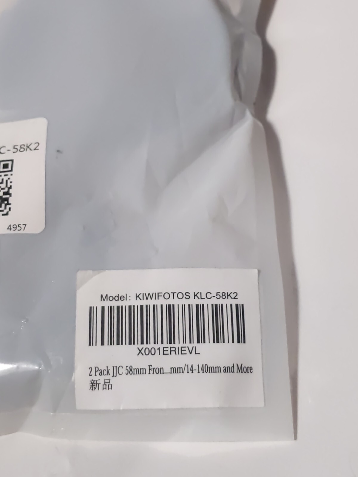 New 2 Pack JJC 58MM Front Lens Cap Cover Canon Nikon Kiwi Fotos Brand Black