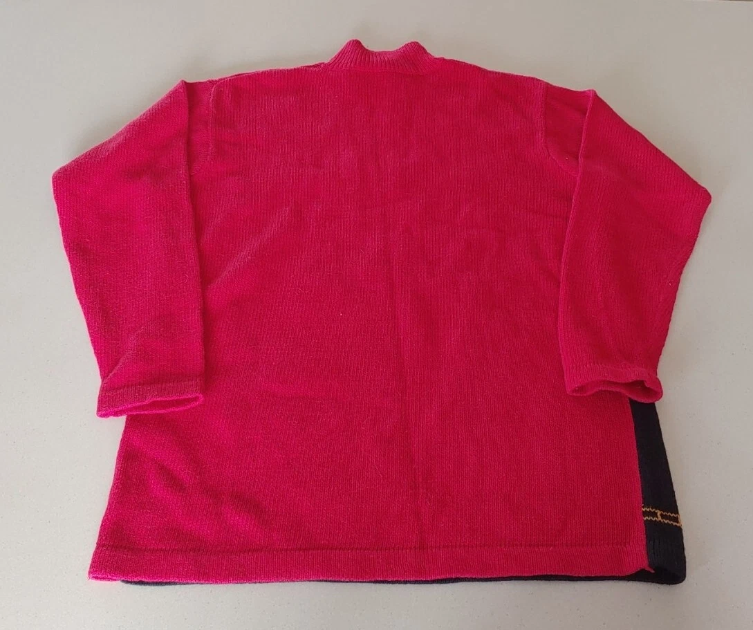 Vintage 3d Christmas Sweater Ugly Mock Turtleneck Pullover Gift Tree Train M