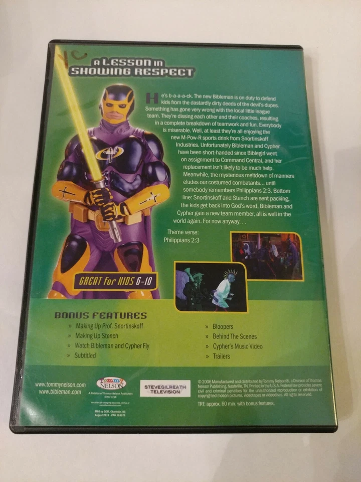 Bibleman Powersource DVD Terminating the Toxic Tonic of Disrespect w/Booklet - Image 2 of 3