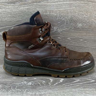 Ecco Track 25 Brown Leather High Top Gore-Tex Hiking Boots Mens EU 46 US 12-12.5