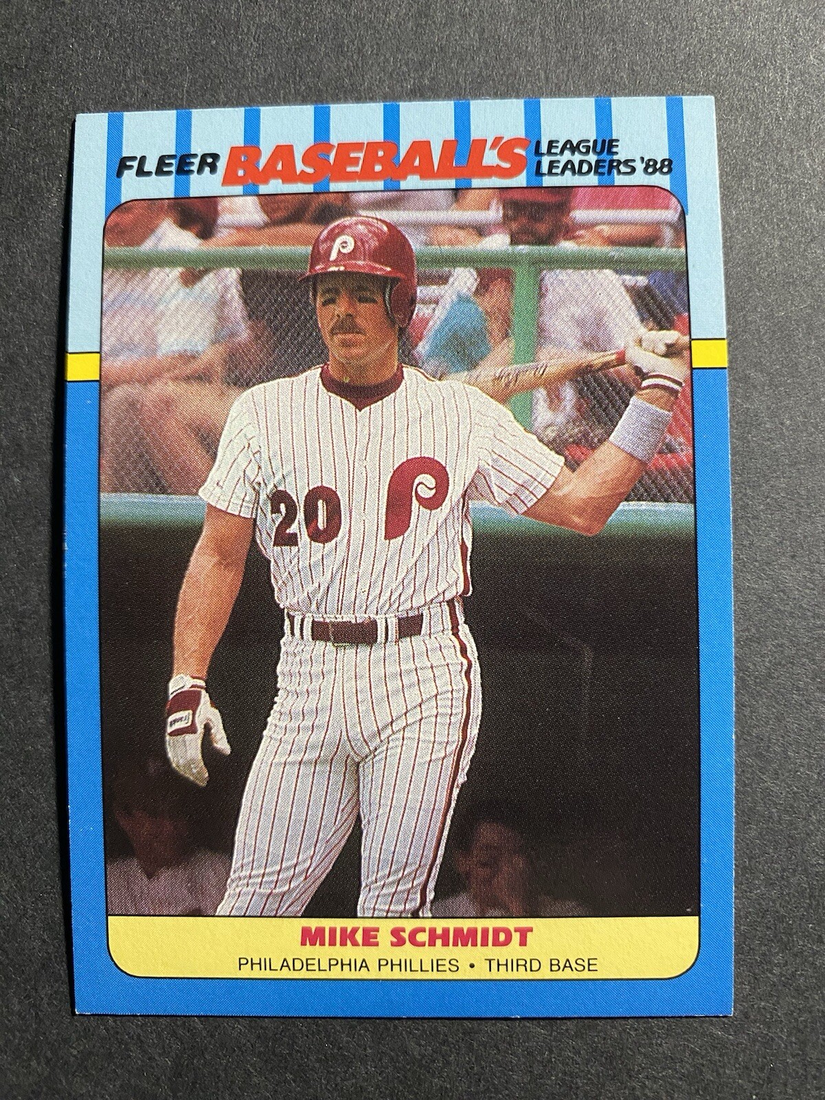 1988 Fleer Baseball League Leaders Mike Schmidt Baseball Card #35 Hall of Famer