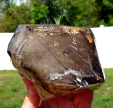 Incredible SMOKY QUARTZ w Internal Water Bubbles ENHYDRO Elestial Crystal Point