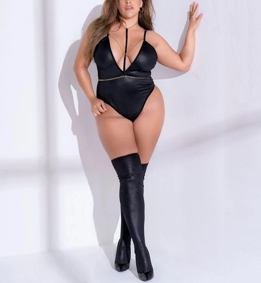 Hasta el muslo de cuero sintético Mapale talla grande (1017X) Foto 3 de 4