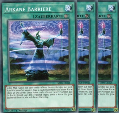 yugioh 3x Arcane Barrier SR08-EN026 COMMON 1ST EDITION GERMAN