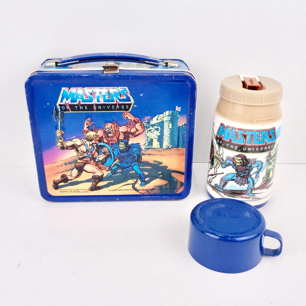 Vintage MOTU Masters of the Universe Metal Lunch Box w/ Thermos 1983  complete