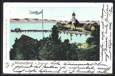 Wasserburg a. Bodensee, Ortsansicht, Ansichtskarte 1899 