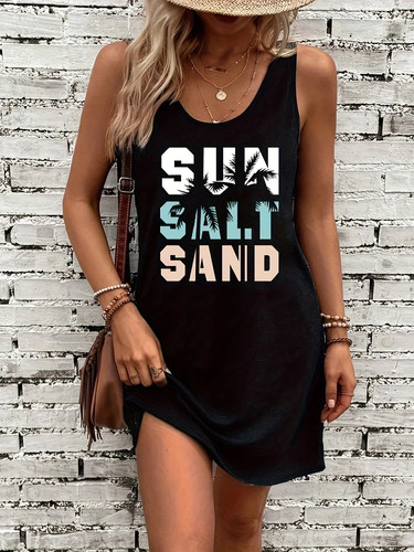 Sexy vestido sin mangas de verano para mujer sin mangas de verano suelto sin mangas. - Imagen 9 de 26
