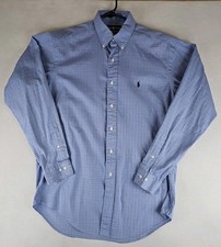 Ralph Lauren Yarmouth Oxford Dress Shirt 15.5 34/35 Blue Check Long Sleeve Med