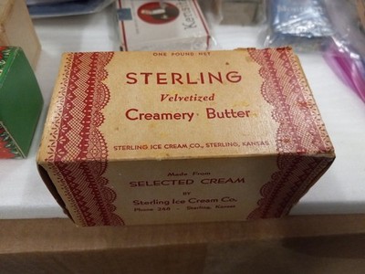 1930 Sterling Ice Cream Company  Butter Box Sterling Kansas 1 Pound Butter Box