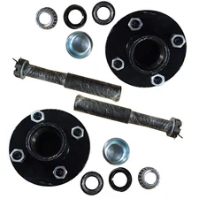2 Sets of Trailer Axle Kits w Round Spindles Fits 2k lb Axle 4 x 4