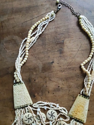 Collana Osso E Perline Vintage - Foto 3 di 8