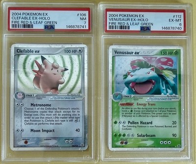 PSA Venusaur Ex, Clefable Ex (Swirl  ) - Ex Fire Red & Leaf Green - 2004