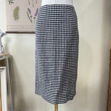 Vtg Lauren Ralph Tweed Houndstooth Silk Linen Skirt Heritage Preppy Classic 4