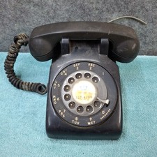 ITT Desktop Dial Rotary Phone Black Model 500 Vintage Untested