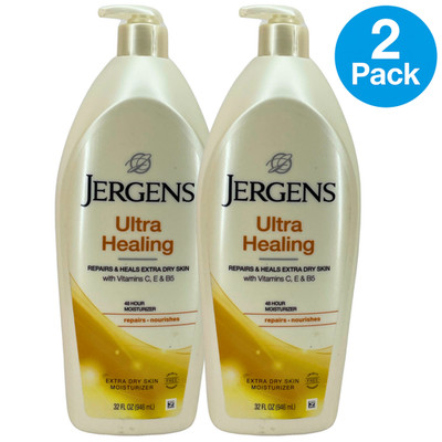 Jergens Ultra Healing Body Lotion repairs & nourishes Extra Dry Skin 32 oz 2 Pac