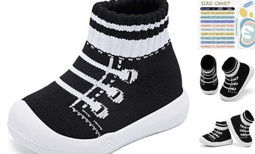 Baby Shoes Baby Sock Shoes Baby Walking Shoes 0-9 Months Infant Black Laces