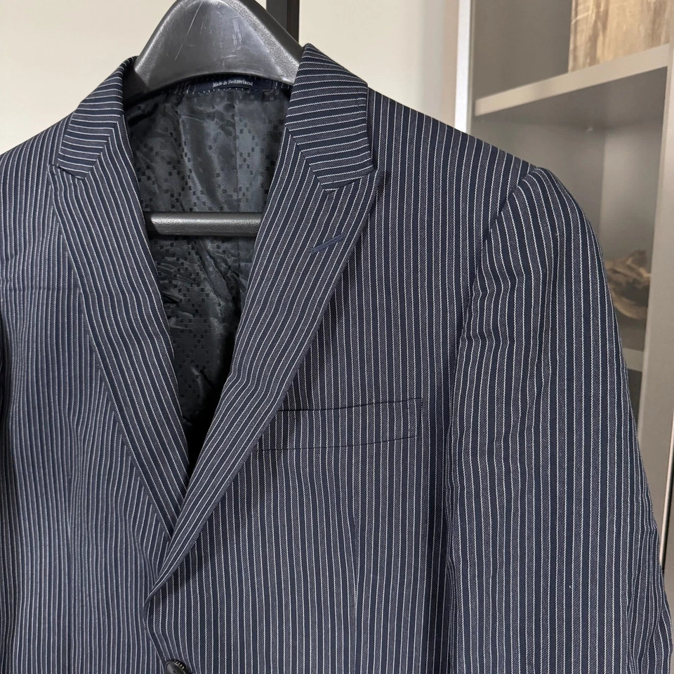 GUCCI Algodón Lana Seda Rayas 2 Piezas Traje Chaqueta Pantalones Pecho Único 48 Foto 4 de 4