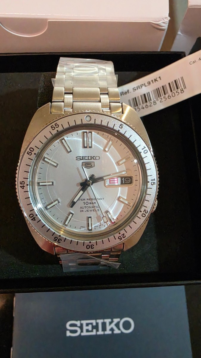 SEIKO 5 Sports SRPL91K1 Silver Steel Heritage Watch 24 Jewels Gene