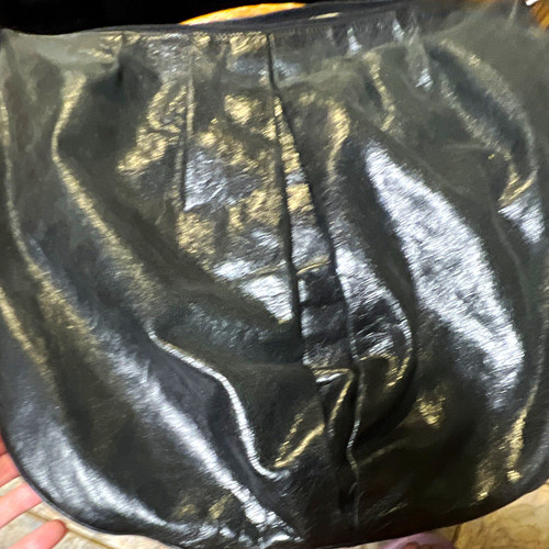 HOBO International Black Shoulder Bag Zip Top Silver Hardware Lined Pockets
