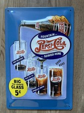Blech Schild Pepsi Cola gewölbt Motiv geprägt 30 x 20 Sammlung