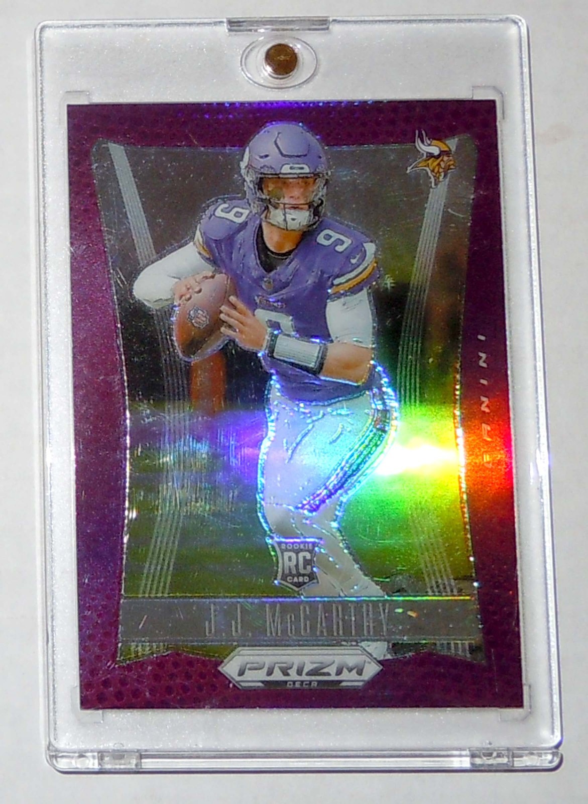 JJ McCarthy 2024 Panini Prizm Deca Purple Rookie RC 73/99