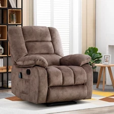 CANMOV Massage Recliner Chair w/ Heat & Vibration Soft Fabric Manual Reclining