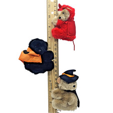 Vintage Dakin Halloween Huggers Plush Clip-On Bear Set   Witch, Devil  Bat  