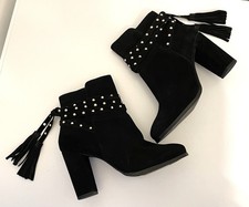 FAITH Bethany’ Black Suede Studded High Ankle Boots UK 5 EU 38 NEW RPR £79
