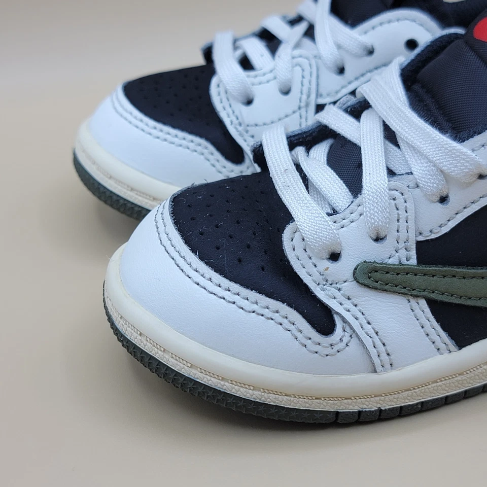 2023 Travis Scott X Air Jordan 1 Retro LO OG SP Zapatos para Niños Pequeños Talla 7C Oliva Foto 4 de 4