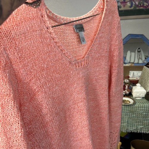 Maglione maglia manica lunga Chico's donna 3 L/Xl rosa corallo misto acrilico - Foto 2 di 7