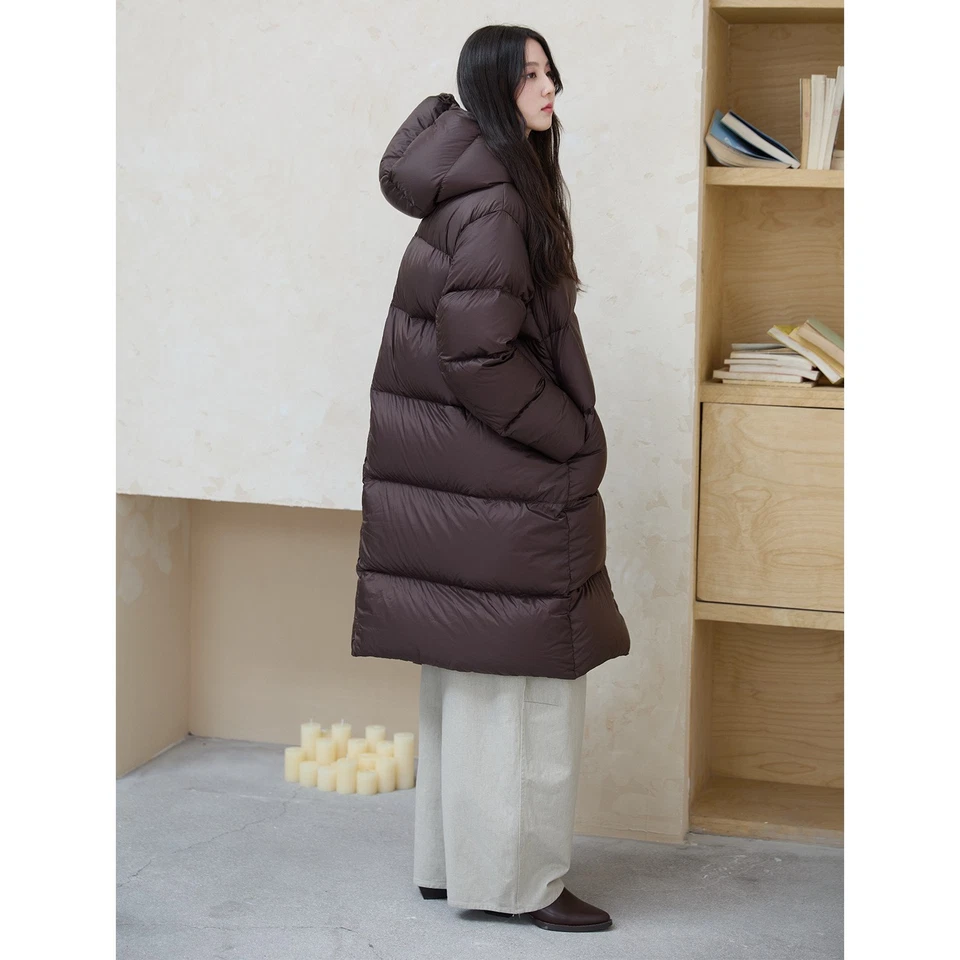 Hooded Puff Long Down Jacket Women's Thickened Warm 90% White Goose Down Parker  - Image 3 of 4