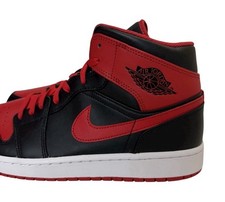 Nike Air Jordan 1 Mid Youth Size 7C Black Red Alternate Bred Sneakers